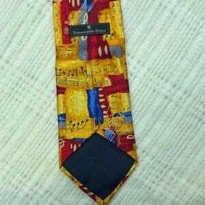 Ermenegildo Zegna Red and Yellow Silk Tie